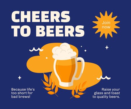Modèle de visuel Illustration de tasses avec de la bière artisanale - Facebook