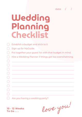 Wedding Preparation Checklist Schedule Planner – шаблон для дизайну