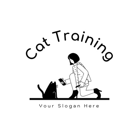 Cats Training Service Emblem Animated Logo Design Template