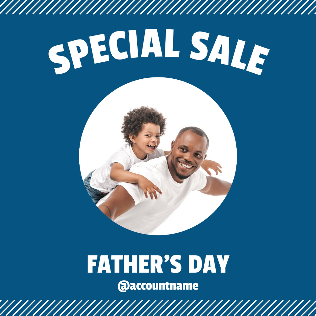 Father’s Day Sale Ad with Cute African American Kid Hugging Father Instagram – шаблон для дизайна