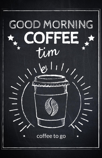 Cozy Coffee Shop Ad with Chalk Drawing of Coffee Cup Flyer 5.5x8.5in Tasarım Şablonu