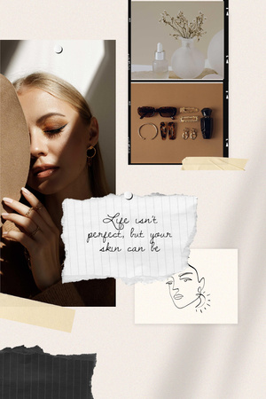 anúncio skincare com bela jovem mulher Pinterest Modelo de Design