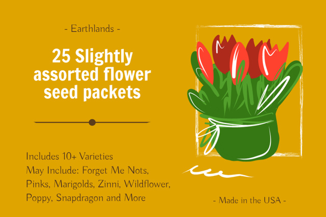 Designvorlage Flower Seeds Offer on Yellow für Label