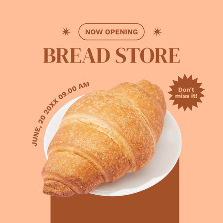 Ontwerpsjabloon van Instagram van Opening nieuwe broodwinkel in juli