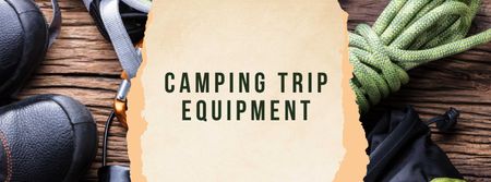Camping Trip Equipment Offer with Travelling Kit Facebook cover Modelo de Design