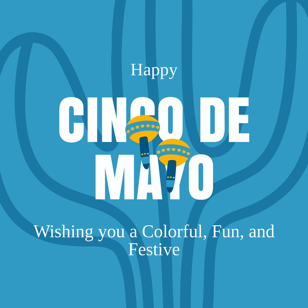 Congratulations on Cinco de Mayo on Blue Instagram Tasarım Şablonu