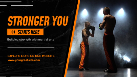 Вражаюча реклама бойових мистецтв із слоганом Full HD video – шаблон для дизайну