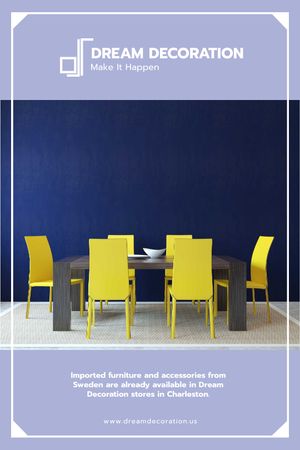 Design Studio Ad Kitchen Table in Yellow and Blue Tumblr Design Template