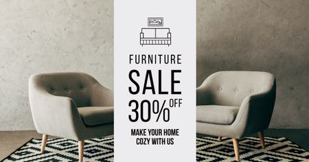 Designvorlage Angebot an Möbeln im skandinavischen Stil mit Rabatt für Facebook AD