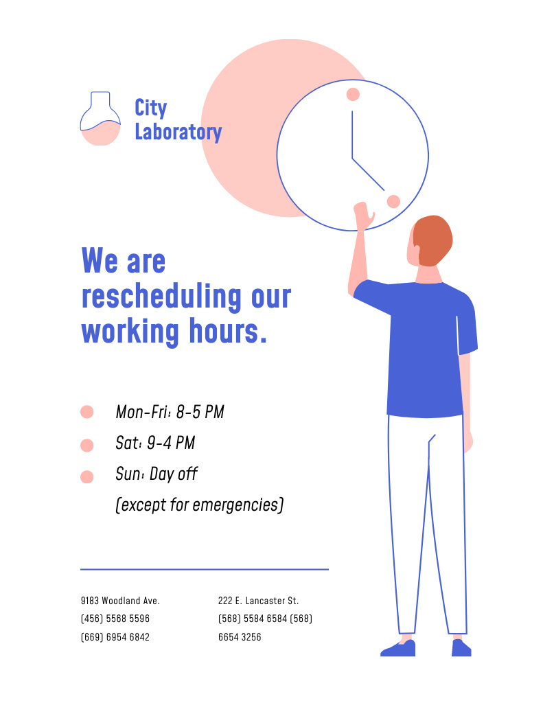 Working Hours Rescheduling on COVID-19 Quarantine Poster 8.5x11in Šablona návrhu