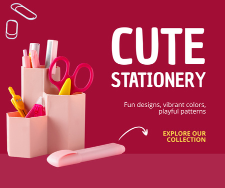 Platilla de diseño Explore New Collection Of Cute Stationery Facebook