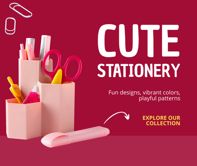 Explore New Collection Of Cute Stationery Facebook Šablona návrhu