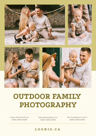 Photo Session Offer with Happy Family with Baby Poster A3 Design Template