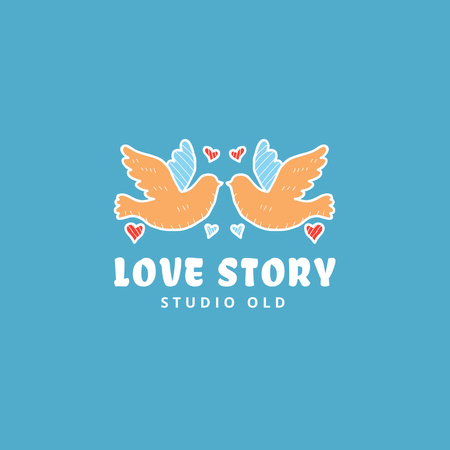 Couple of Birds in Love Logo Design Template