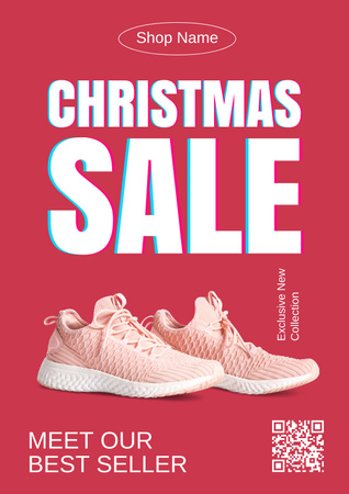 Vánoční výprodej nabízí růžové boty Poster Šablona návrhu