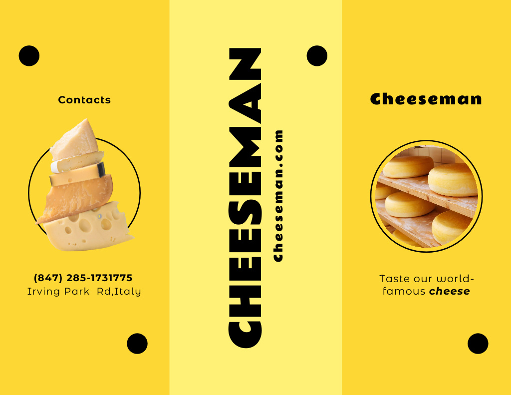Shop Selling Different Types of Cheeses Brochure 8.5x11in Z-fold Modelo de Design