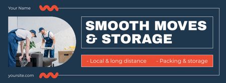 Ad of Smooth Moving & Storage Service with Couriers Facebook cover Design Template