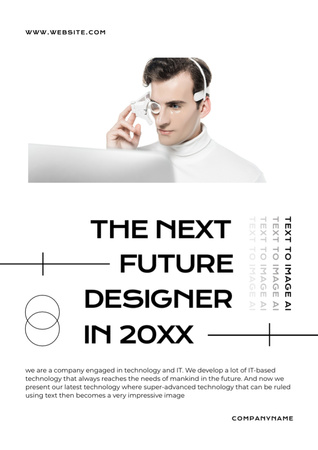 Plantilla de diseño de Futuro de la IA y las tecnologías cibernéticas Blanco Newsletter 