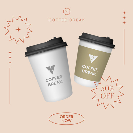 Ontwerpsjabloon van Instagram van Aankondiging van koffiekorting