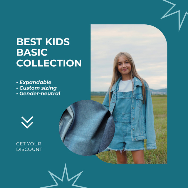 Platilla de diseño Kids Full Range Sizing Clothing Collection Sale Offer Animated Post