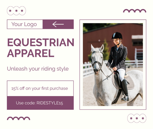 Designvorlage Awesome Equestrian Apparel With Discount By Promo Code für Facebook