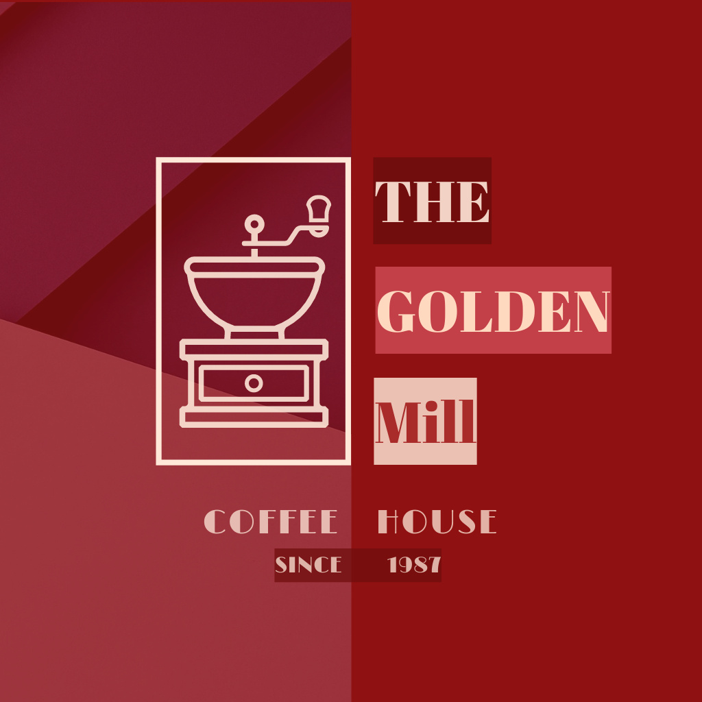 Illustration of Coffee Grinder in Red Logo Modelo de Design