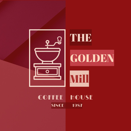 Illustration of Coffee Grinder in Red Logo Design Template