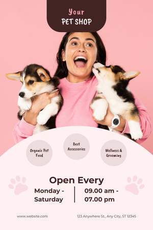 Layout de anúncio de pet shop com foto Pinterest Modelo de Design