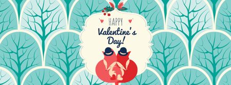 Valentine's Day Greeting with Cute Foxes Facebook cover Design Template