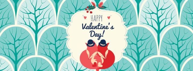 Valentine's Day Greeting with Cute Foxes Facebook cover Design Template