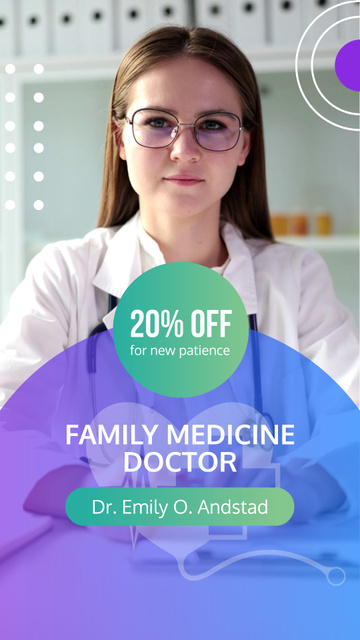 Designvorlage Family Medicine Doctor With Discount Offer für TikTok Video