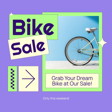 Dream Bikes Sale Offer on Bright Purple Instagram AD – шаблон для дизайна