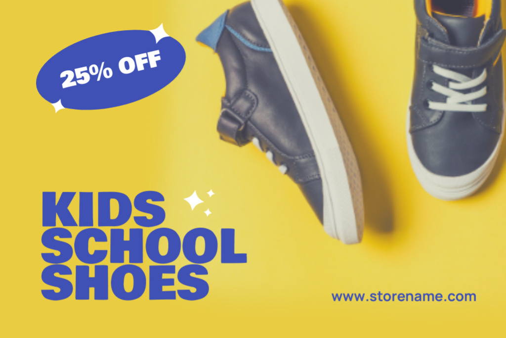 Back to School Special Offer of Kids Shoes Label Design Template