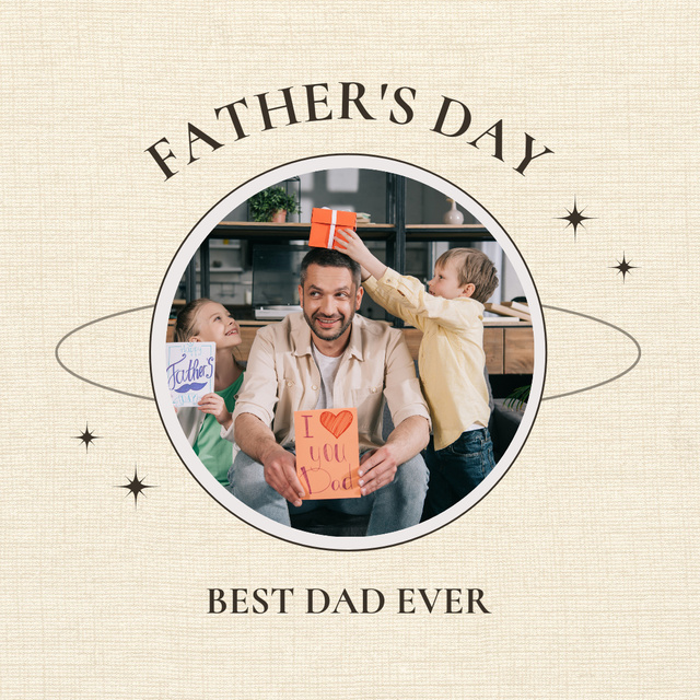Happy Father Receiving a Gift from His Children Instagram Design Template