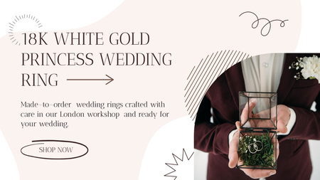 Plantilla de diseño de anillos de boda de oro blanco Title 1680x945px 