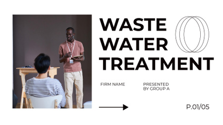 Wastewater Treatment Report Presentation Wideデザインテンプレート