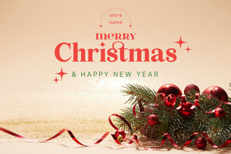 Plantilla de diseño de Christmas and New Year Greeting with Decorated Twig Postcard 4x6in 