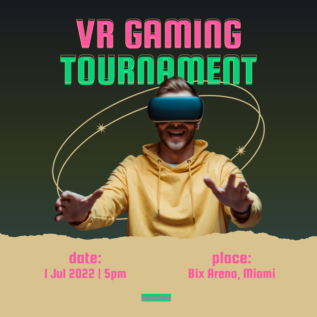 VR Gaming Tournament Announcement Instagram AD Design Template