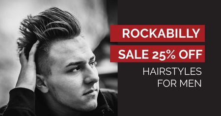 Discount Offer on Hairstyles for Men Facebook AD Modelo de Design
