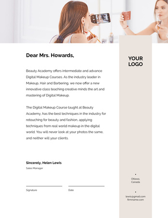 Digital Makeup Courses With Levels Offer Letterhead 8.5x11in Design Template