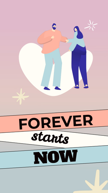 Plantilla de diseño de Quote with Illustration of Happy Couple Instagram Video Story 