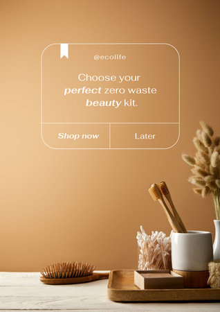 Zero Waste Concept with Wooden Toothbrushes Poster Design Template