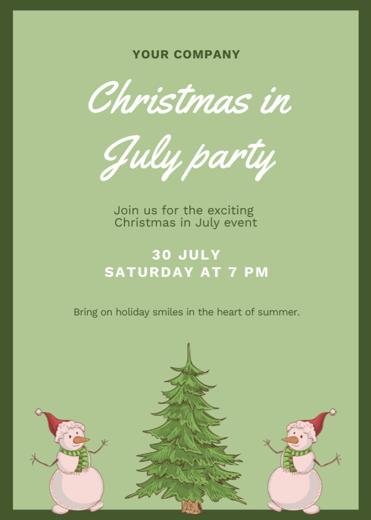 Playful Notice of Christmas Party in July Flayer Design Template