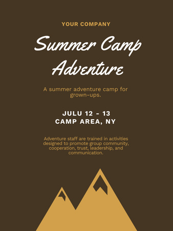 Plantilla de diseño de Campamento de aventuras de verano en Brown Poster US 