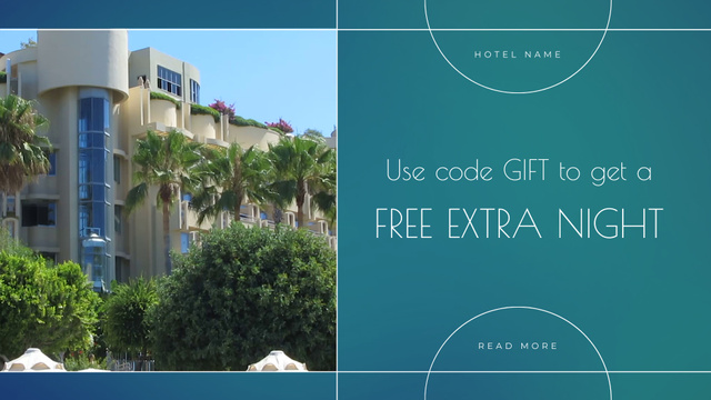 Ontwerpsjabloon van Full HD video van Promo Code For Extra Night At Hotel For Free