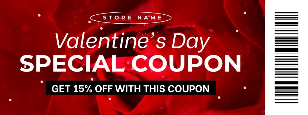 Special Discount for Valentine's Day on Bright Red Coupon Design Template