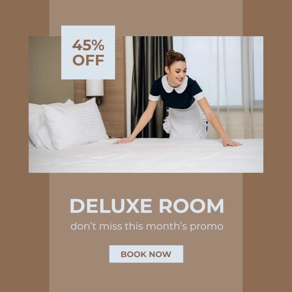 Elegant Hotel Room Offer Instagramデザインテンプレート