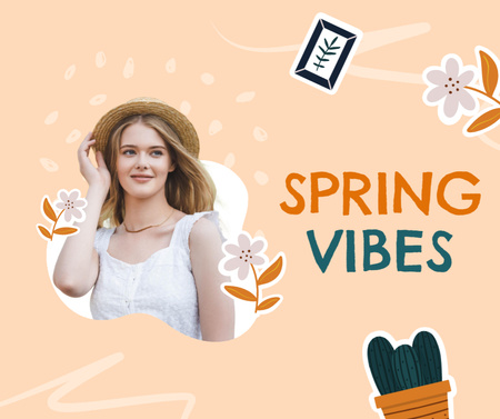 Spring Vibes with Beautiful Woman Facebook Design Template
