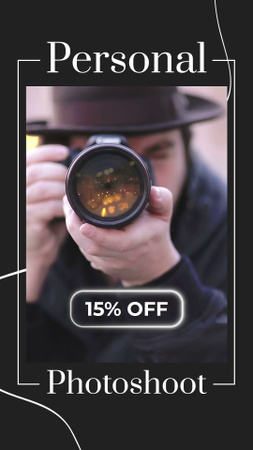 Elegant Personal Photoshoot With Discount Offer Instagram Video Story tervezősablon