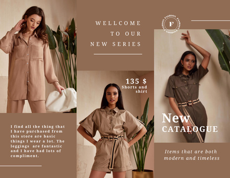 Bags Catalogue Ad with Stylish Woman Brochure 8.5x11in Z-fold – шаблон для дизайну